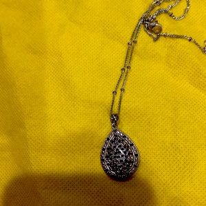 Sterling Silver, crystal and stone necklace.